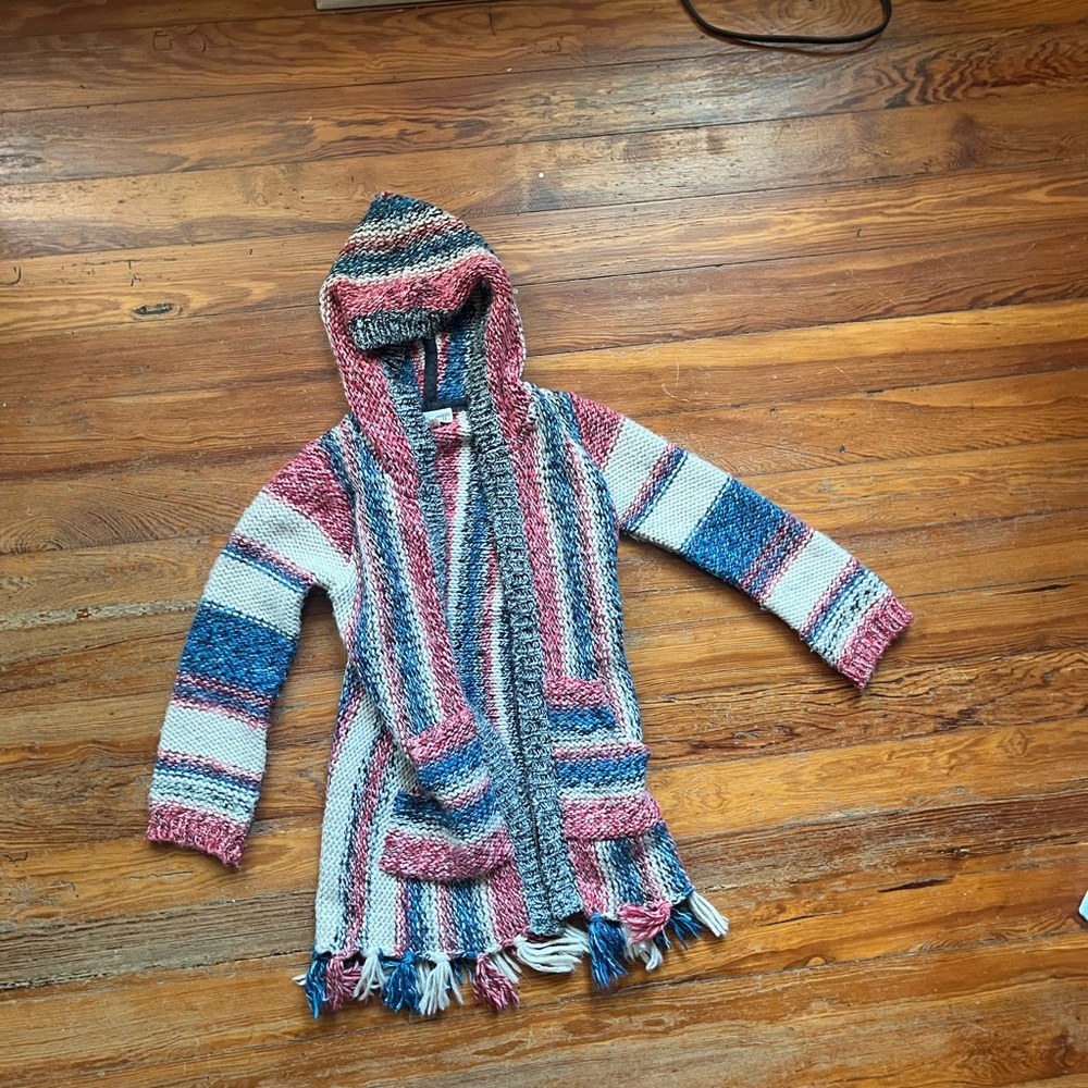Girls knit hooded cardigan with zipper